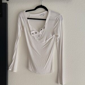 Women's White Long Sleeve Top - off shoulder
